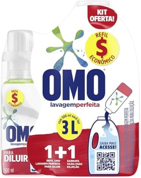 OMO Lavagem Perfeita - Kit Garrafa Para Diluição + Sabão Liquido 500Ml