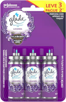 Aromatizador de Ambiente Glade Toque de Frescor Refil Lavanda - 3 unidades com 12ml cada