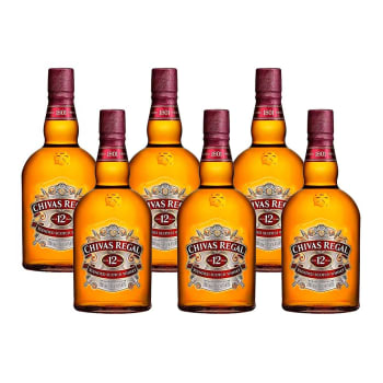 Whisky Escocês Chivas Regal 12 anos 1litro caixa com 6 unidades Marca:  Chivas Regal