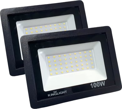 Kit 2 Refletor 100W Led Branco Frio 6500K IP66 8000lm Kinglight - Bivolt