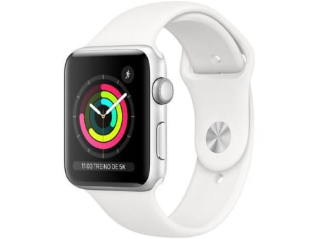 Apple Watch Series 3 (GPS) 42mm Caixa Prateada - Alumínio Pulseira Esportiva Branca - Magazine Ofertaesperta