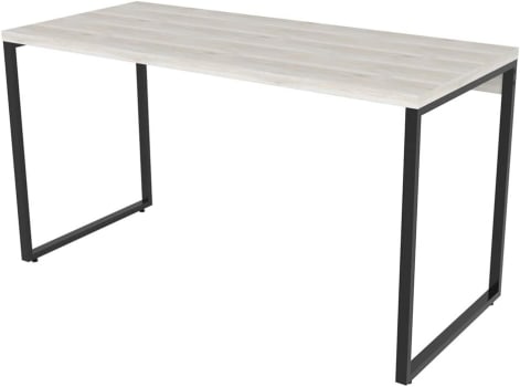 Escrivaninha Retangular Estilo Industrial, 60P x 135L x 75A cm, MDP - Kuadra (Snow/Est.Preta)