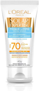 Protetor Solar Facial L'Oréal Paris Solar Expertise Toque Limpo Com Cor FPS 70, 40g, Incolor