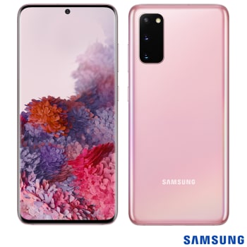 Samsung Galaxy S20 Rosa, com Tela Infinita de 6.2”, 4G, 128GB, Câmera Tripla de 64MP+12MP+12MP - SM-G980FZIJZTO