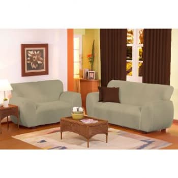 Kit 2 Capas de Sofá: para sofá de 2 e 3 Lugares em Malha Texturizada com Elástico Ajustável Khaki - Guerreiro