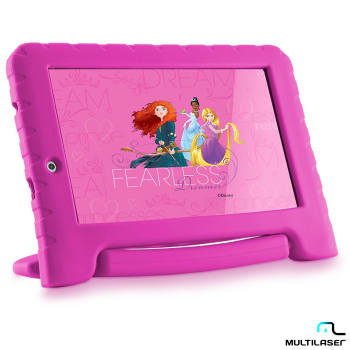 Tablet Multilaser Disney Princesas Plus Rosa com 7'', Wi-Fi, Android™ 8.1 Oreo™, Processador Quad-Core e 16GB