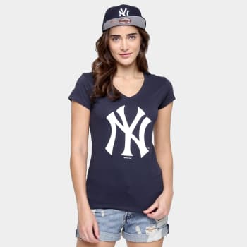 Camiseta New Era MLB Babby Look New York Yankees Feminina - Marinho