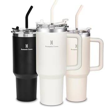 Copo Térmico 1,18L em Aço Inoxidável com Canudo, Tampa e Alça, Creme