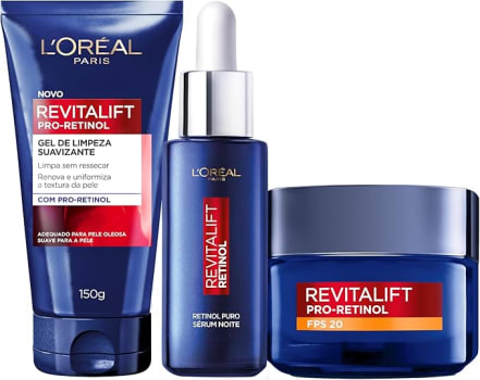 L'Oréal Paris Kit Revitalift Pro Retinol: Gel De Limpeza Sérum E Creme