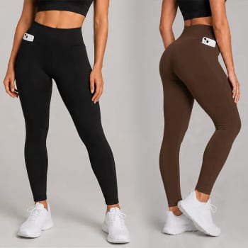 Kit 2 Calças Legging Feminina Grossa Cintura Alta Com Bolso