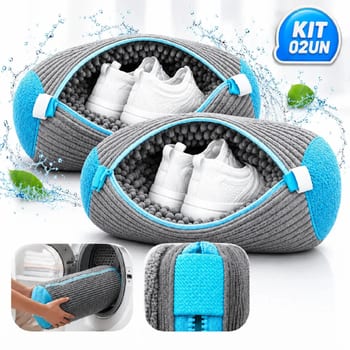 Kit 2 Saco Para Lavagem De Sapatos e Tênis Na Máquina De Lavar Com Protetor Anti-estrago de Poliéster