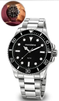 Relógio Prata Masculino Mondiane 32549g0mvne1 Cor da correia Prateado Cor do fundo Preto