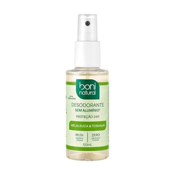 Desodorante Natural e Vegano com óleos essenciais de Melaleuca e Toranja, 24h de proteção, Sem Alumínio, Sem Parabeno, Boni Natural, Transparente