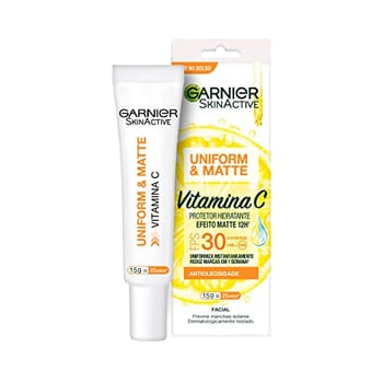 Garnier Uniform & Matte Protetor Hidratante Facial com Vitamina C e Ação Antioxidante, Controla a Oleosidade e Reduz Marcas, Efeito Matte 12h, FPS 30