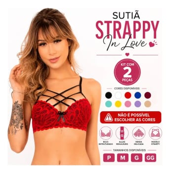 Kit 2 Sutiãs Strappy In Love Com Bojo Em Renda Feminino
