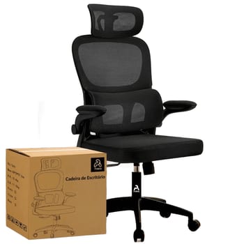 Cadeira De Escritório Sweet Studio Ergonômica Preta, Com Apoio De Cabeça E Suporte Lombar