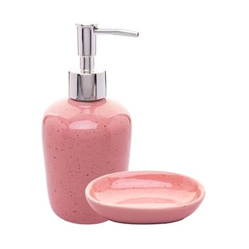 WOLFF - Conjunto 2 Acessórios Para Banheiro De Cerâmica Dots Rosa