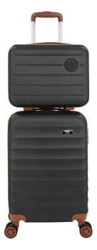 Kit Mala De Viagem Bordo Mão Pequena 10kg Abs Cadeado 360 Cor Preto