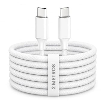 Cabo USB-C Turbo 2 Metros Tipo C 60W Nylon Trançado e Reforçado Compativel Com Iphone 15, Iphone 16 Notebook Tablet Qualidade Premium Carregamento
