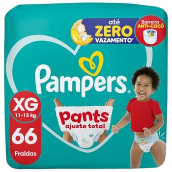 Fralda Pampers Pants Ajuste Total Tamanho XG, Fácil de Vestir, 66 Unidades