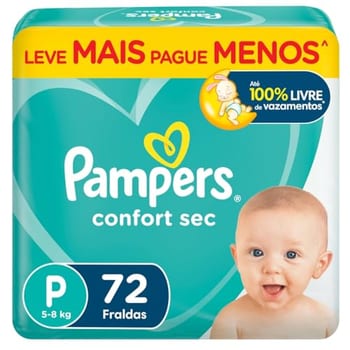 Fralda Pampers Confort Sec Tamanho P 72 Unidades
