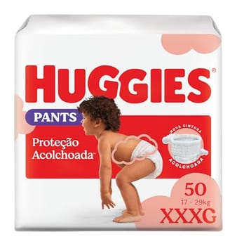 Fralda Pants Huggies Proteção Acolchoada Tamanho XXXG 50 unidades
