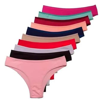 10 Calcinhas Feminina Tanga Lisa Algodão Atacado
