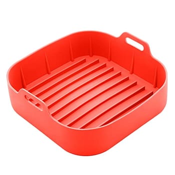 LYOR - Forma Quadrada de Silicone para Air Fryer Vermelha 20cm x 7cm