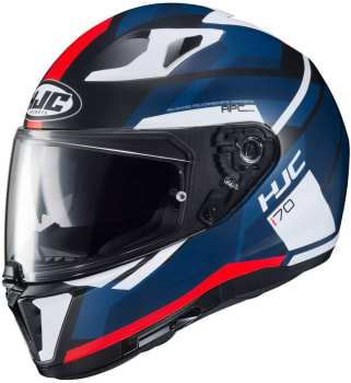  Capacete HJC I70 Elim Azul comVermelho Com Viseira Solar Bmw 