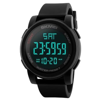Relógio Digital Masculino Esportivo, Resistente à Água 50M, Display LCD Claro, Pulseira de Silicone Macia, Multifuncional