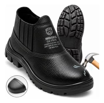 Bota Botina Segurança Trabalho Couro Resistente Epi Bico Pvc