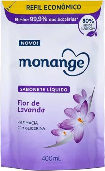 10 Unidades Refil Sabonete Líquido Monange Flor de Lavanda 400ml