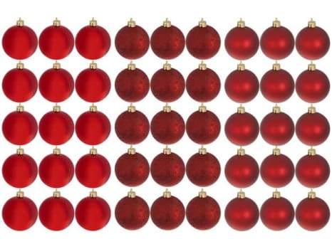 [2 CORES] Kit Bola de Natal Vermelha NATAL073 Casambiente - 6cm 45 Unidades