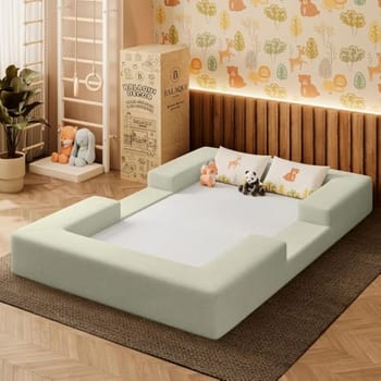 Cama Montessoriana Berço Infantil 100% Espuma Balaqui Decor Cor:bege