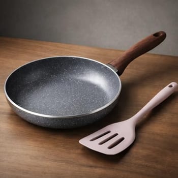 Frigideira Grande 24cm Revestimento Antiaderente Cerâmica Cabo de Madeira Moderna Durável Elegante Saudável - Ideal Para Indução, Fogao A Gás Ou