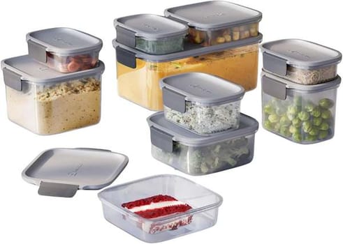 Electrolux Kit 10 Potes Herméticos de Plástico Cinza, 9,15L, Safelock, Empilhável e Modular