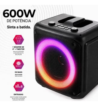 Caixa De Som Bluetooth Portátil 6,5 3000mah Karaokê Rgb