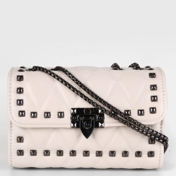 Bolsa Gash Matelassê Tachas Alça Corrente Feminina (Off white)