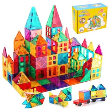 Brastoy Blocos de Montar Magnéticos Infantil Construção Brinquedo (65 Peças)