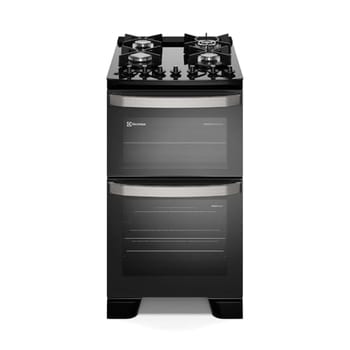 Electrolux Fogão 4 bocas Electrolux Preto Experience Mesa de Vidro, 2 Fornos e Grade de Ferro Fundido (FE4DB) 220V