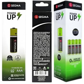 Pilhas Palito AAA Power Up Segma 1,5v Caixa com 60 Unidades