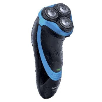 Barbeador Elétrico Sem Fio Philips Aquatouch com Trimmer Shaver Molhado Bivolt Preto e Azul