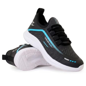 Tênis Academia Confortável Macio Leve Corrida Kalum Valente Feminino Masculino (PRETO AZUL, BR, Adulto, Numérico, 40)