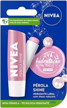 NIVEA Hidratante Labial Pérola Shine 4,8 g - Hidratação prolongada para seus lábios, tem um delicioso cheirinho de cereja e incrível brilho perolado que deixa seus lábios iluminados