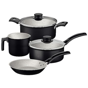 Jogo de Panelas Tramontina Turim em Aluminio com Revestimento Interno e Externo em Antiaderente Starflon Max Preto 04 Peças