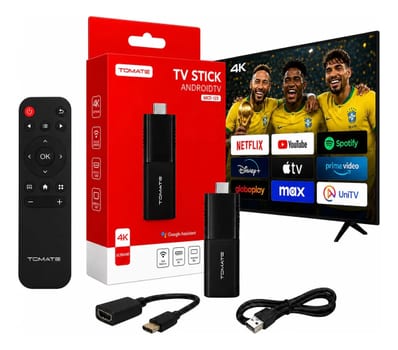 Tv Stick Tomate 4k Hdmi Android Google Assistente Chromecast Preto Padrão