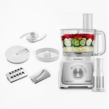 MONDIAL, Multiprocessador Turbo Chef 7 em 1, Branco 1000W, 110V - MPN-01-WE