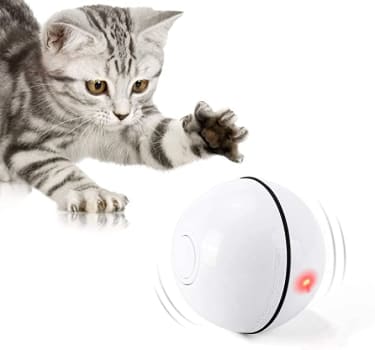 HOLOYO Bolas de brinquedo interativas inteligentes para gatos, bolas giratórias de 360 graus, brinquedo automático recarregável por USB, com luz de LE