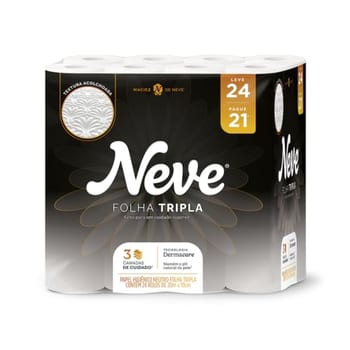 Neve Papel Higiênico Supreme Folha Tripla, 20m, Leve 24 Pague 21 Rolos