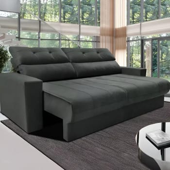 Sofá 3 Lugares Clean Retrátil Reclinável Cama Inbox - Cinza - Liso